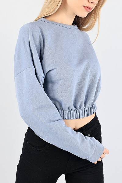 Mavi Beli Lastikli Bayan Sweat 88479