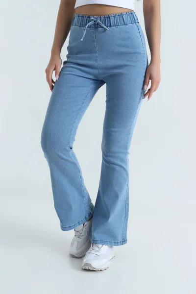 Mavi Beli Lastikli İspanyol Kadın Kot Pantolon 467892