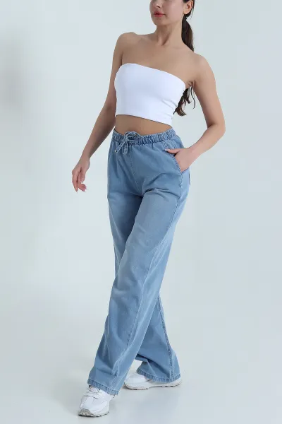 Mavi Beli Lastikli Kadın tensel Kot Pantolon 459193