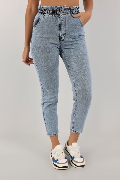 Mavi Beli Lastikli Mom Kot Pantolon 134622