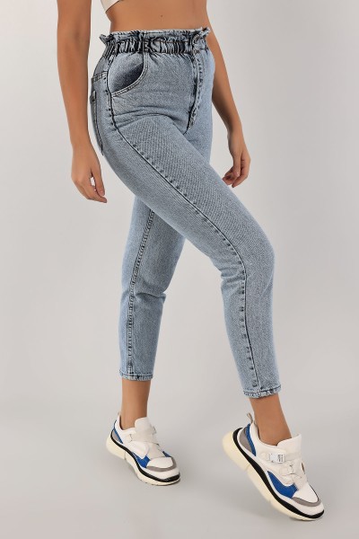 Mavi Beli Lastikli Mom Kot Pantolon 134622