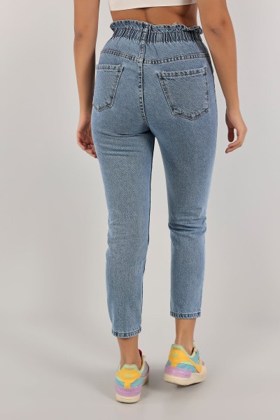 Mavi Beli Lastikli Mom Kot Pantolon 134625