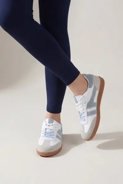 Mavi Beyaz Çift Bağcıklı Kadın Spor Ayakkabı 451560