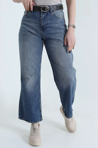 Mavi Bilek Boy Palazzo Kadın Kot Pantolon 449786