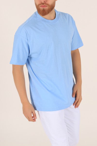 Mavi Bisiklet Yaka Oversize Erkek Tişört 169580