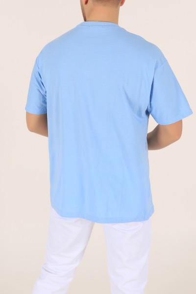 Mavi Bisiklet Yaka Oversize Erkek Tişört 169580