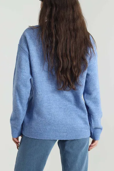 Mavi Bisiklet Yaka Oversize Kadın Triko Kazak 421238