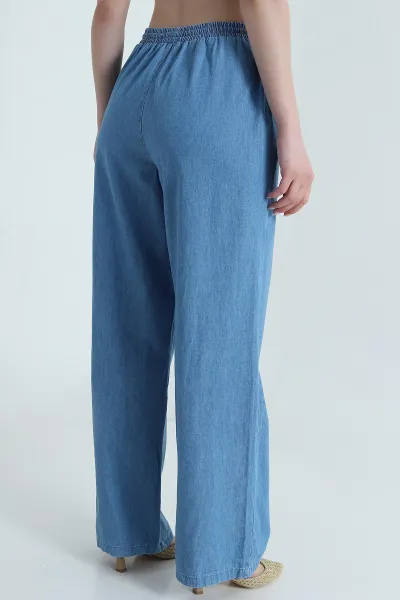 Mavi Cep Detay Bel Lastikli Kadın Tencel Kot Pantolon 473440