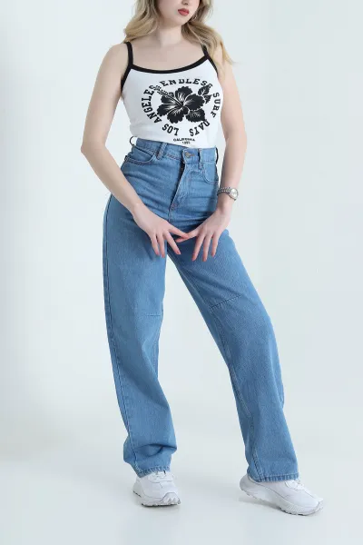 Mavi Cep Detay Boyfit Kadın Kot Pantolon 452399