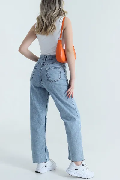 Mavi Cepli Lazer Paça Kadın Kot Pantolon 472981