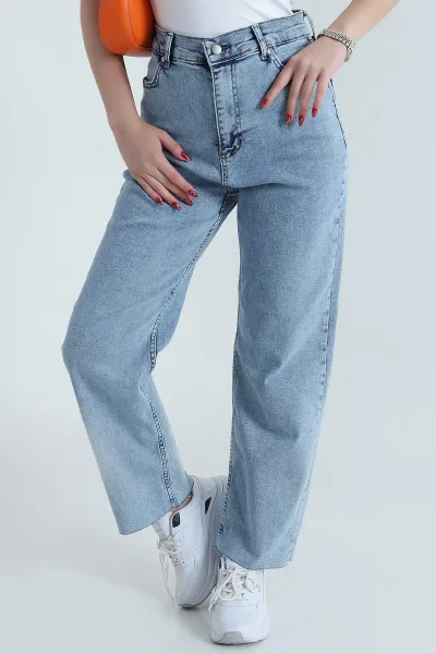 Mavi Cepli Lazer Paça Kadın Kot Pantolon 472981