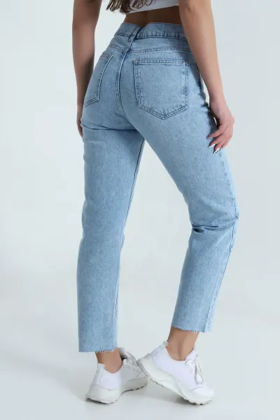 Mavi Cepli Lazer Paça Kadın Kot Pantolon 481907