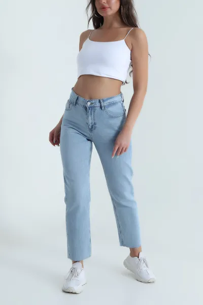 Mavi Cepli Lazer Paça Kadın Kot Pantolon 481907