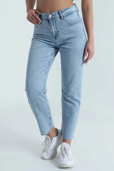 Mavi Cepli Lazer Paça Kadın Kot Pantolon 481907