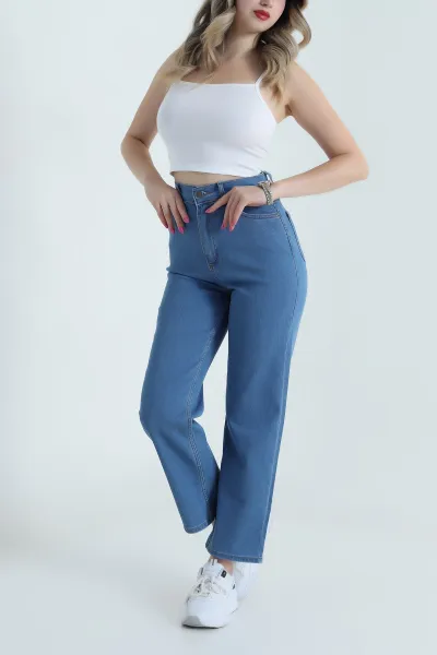 Mavi Cepli Likralı Boyfit Kadın Kot Pantolon 482574