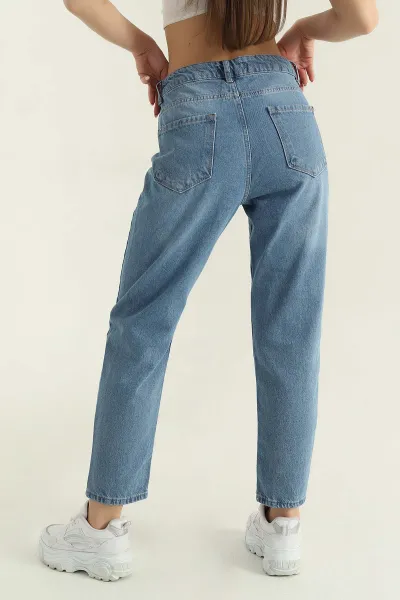 Mavi Cepli Mom Kadın Kot Pantolon 351747