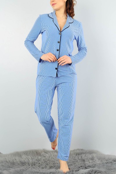 mavi-cizgili-tasarim-bayan-pijama-takimi-58094