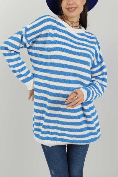 Mavi Çizgili Triko Kazak Tunik 145999