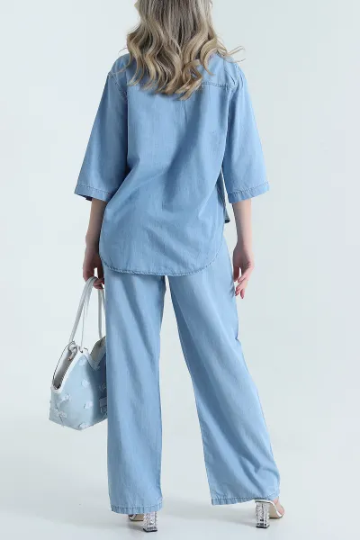 Mavi Denim Gömlek Pantolon Kadın İkili Takım 469156