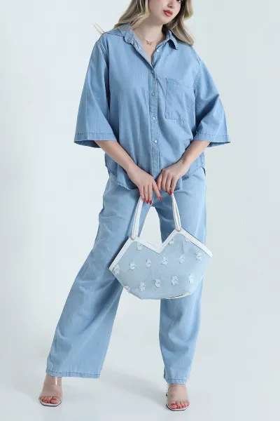 Mavi Denim Gömlek Pantolon Kadın İkili Takım 469156