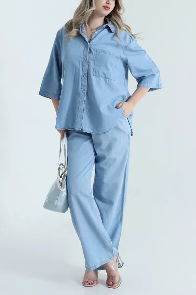 Mavi Denim Gömlek Pantolon Kadın İkili Takım 469156