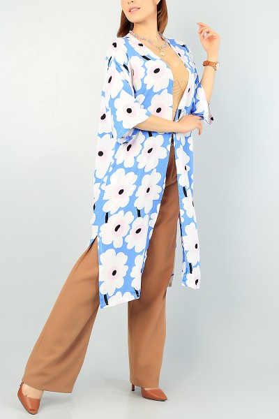 Mavi Desenki Dokuma Viskon Kimono 69951