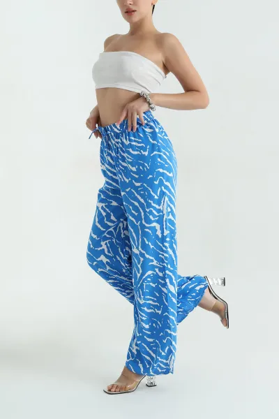 mavi-desenli-bel-lastikli-dokuma-kadin-pantolon-366796