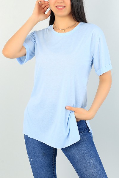 Mavi Duble Kol Bayan Basic Tişört 67498