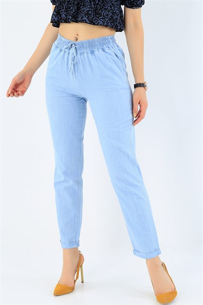 Mavi Duble Paça Bel Lastikli Tensel Pantolon 33265
