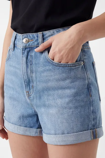 Mavi Duble Paça Kadın Kot Şort 451448