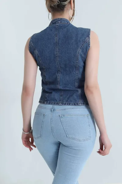 Mavi Düğmeli Denim Kadın Ceket 474399