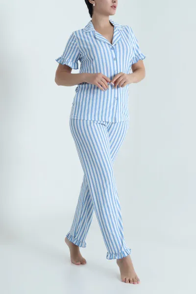 Mavi Düğmeli Sedef Kadın Pijama Takımı 479535