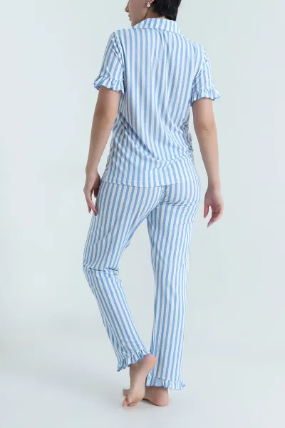 Mavi Düğmeli Sedef Kadın Pijama Takımı 479535