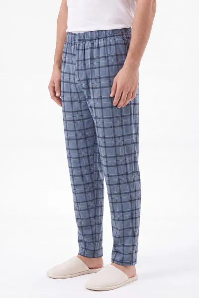 Mavi Ekose Desen Erkek Pijama Altı 473969