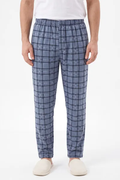Mavi Ekose Desen Erkek Pijama Altı 473969