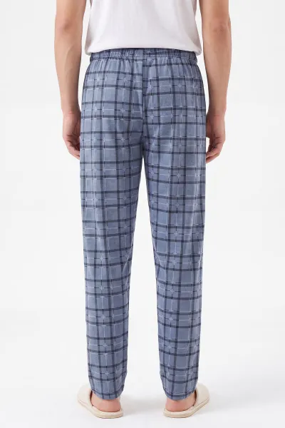 Mavi Ekose Desen Erkek Pijama Altı 473969