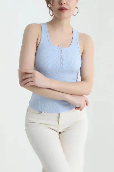 Mavi Fitilli Kolsuz Kadın Bluz 433695