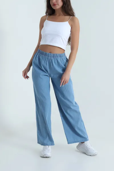 Mavi Geniş Paça Kadın Kot Pantolon 481508