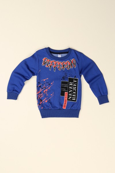 Mavi İçi Şardonlu Baskılı Erkek Çocuk Sweat 77126