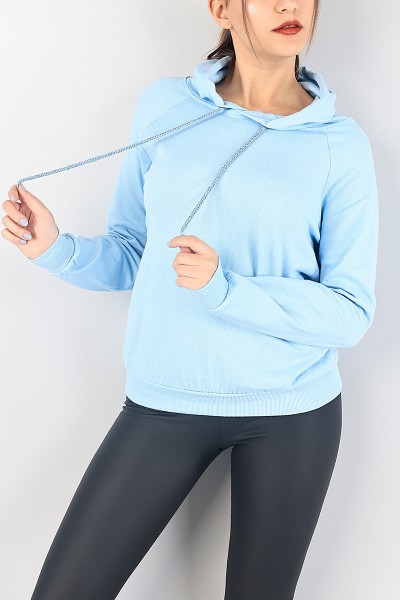 Mavi İçi Şardonlu Kapüşonlu Bayan Sweat 87745