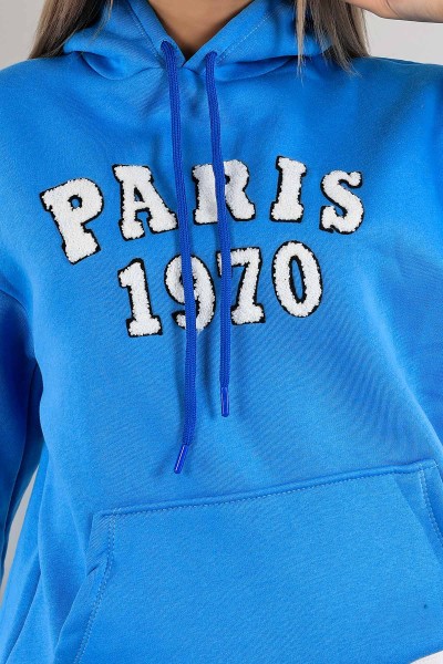Mavi İçi Şardonlu Süzene Nakışlı Sweat 136919