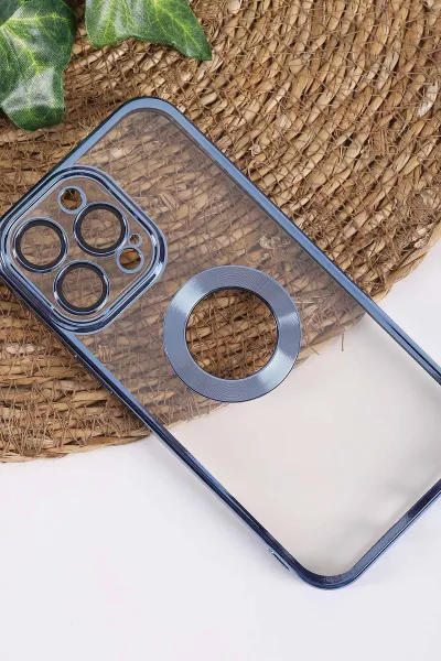 Mavi İphone 14 Pro Max Uyumlu Şeffaf Kamera Korumalı Silikon Telefon Kılıfı 437551