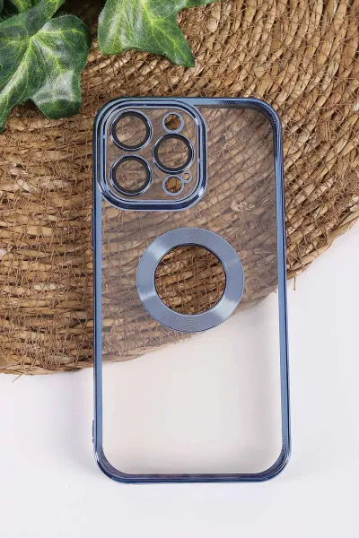 Mavi İphone 14 Pro Max Uyumlu Şeffaf Kamera Korumalı Silikon Telefon Kılıfı 437551