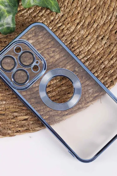 Mavi İphone 14 Pro Uyumlu Şeffaf Kamera Korumalı Silikon Telefon Kılıfı 437546