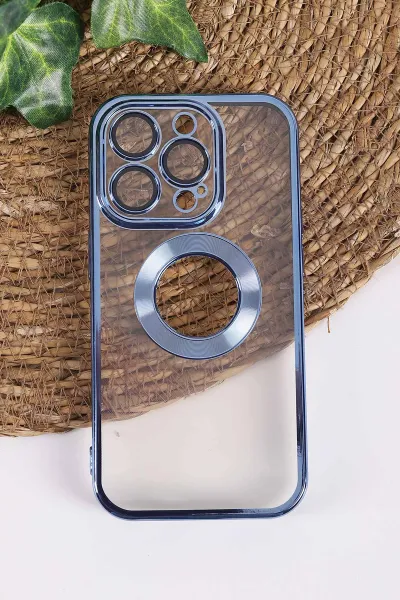 Mavi İphone 14 Pro Uyumlu Şeffaf Kamera Korumalı Silikon Telefon Kılıfı 437546