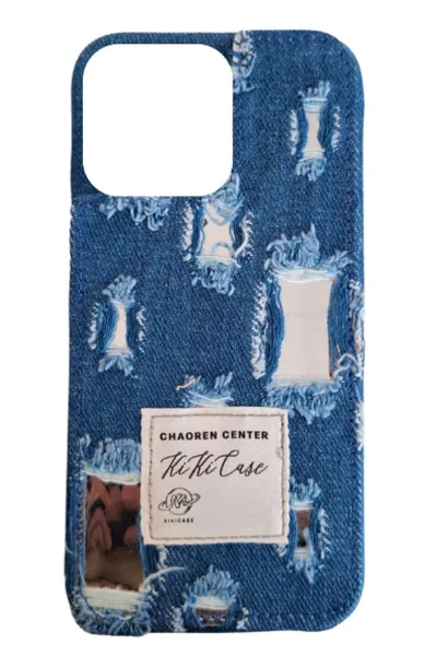 Mavi iPhone 15 Pro Uyumlu Jeans Serisi Denim Kot Desenli Premium Telefon Kılıfı 404108