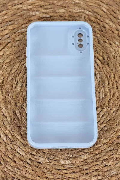Mavi iPhone XS Uyumlu Puffy Serisi Kamera Korumalı Silikon Telefon Kılıfı 403997