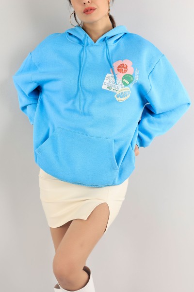Mavi Kanguru Cep İçi Şardonlu Sweat 138932