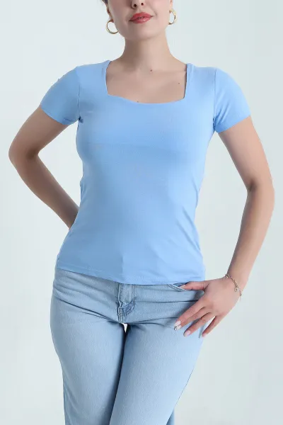 Mavi Kare Yaka Kadın Body 478367