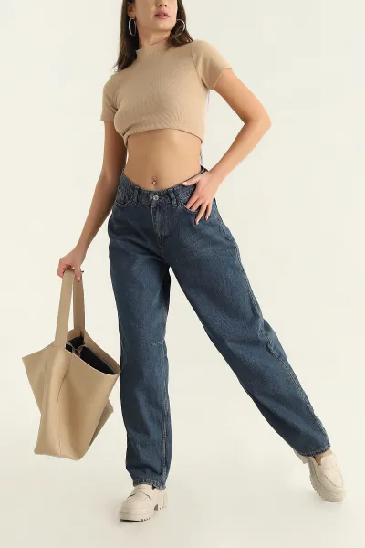 Mavi Kemer Detay Baggy Kadın Kot Pantolon 312503